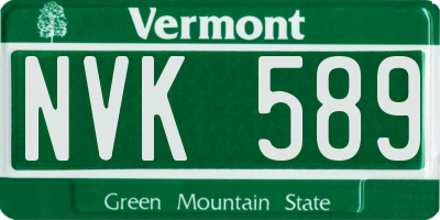 VT license plate NVK589
