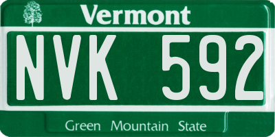VT license plate NVK592