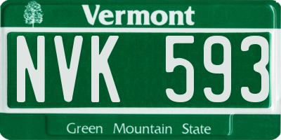 VT license plate NVK593