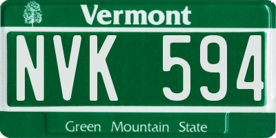 VT license plate NVK594