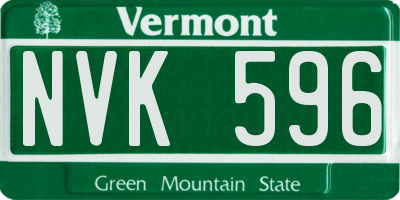 VT license plate NVK596