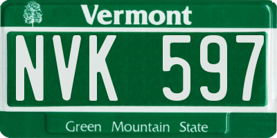 VT license plate NVK597