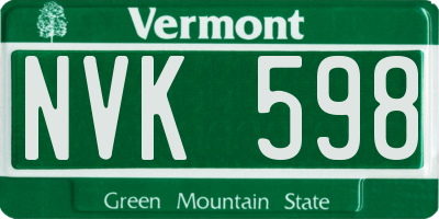 VT license plate NVK598