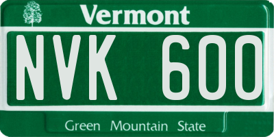 VT license plate NVK600