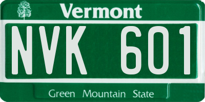VT license plate NVK601