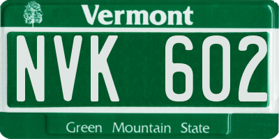 VT license plate NVK602