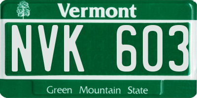 VT license plate NVK603