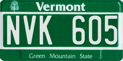 VT license plate NVK605