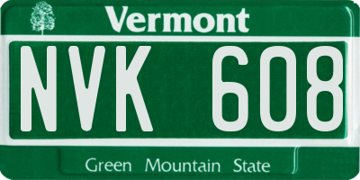 VT license plate NVK608
