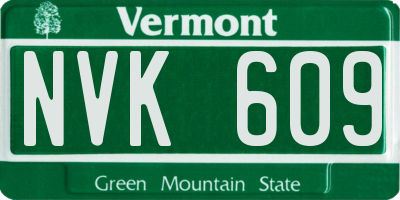 VT license plate NVK609