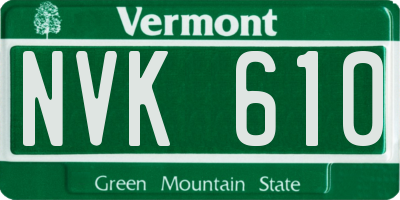VT license plate NVK610