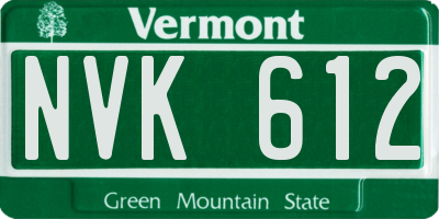 VT license plate NVK612