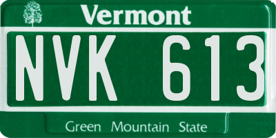 VT license plate NVK613