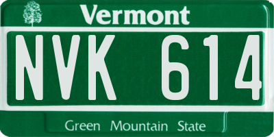 VT license plate NVK614