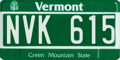VT license plate NVK615