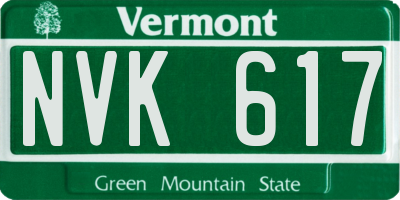 VT license plate NVK617