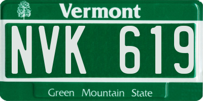 VT license plate NVK619
