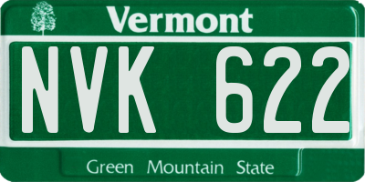 VT license plate NVK622