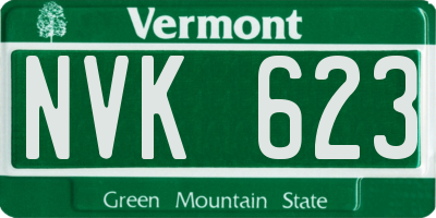 VT license plate NVK623