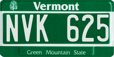 VT license plate NVK625