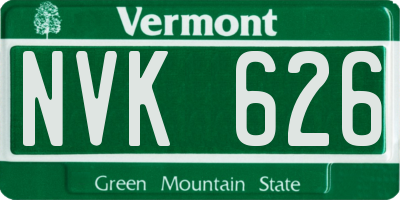 VT license plate NVK626