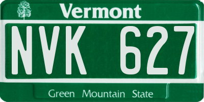 VT license plate NVK627