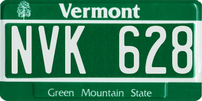 VT license plate NVK628