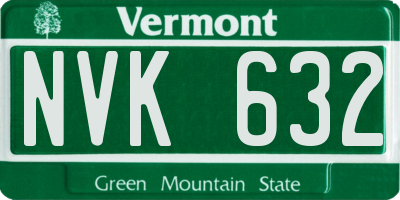 VT license plate NVK632