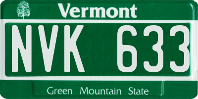 VT license plate NVK633
