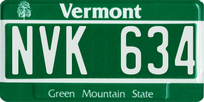 VT license plate NVK634