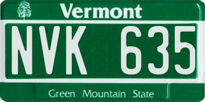 VT license plate NVK635