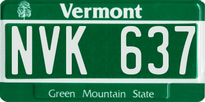 VT license plate NVK637
