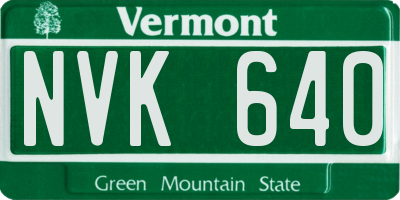 VT license plate NVK640