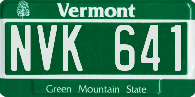 VT license plate NVK641