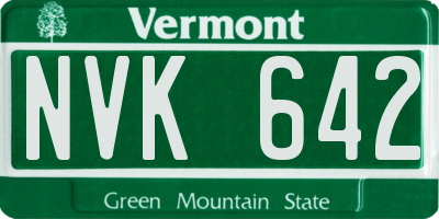 VT license plate NVK642