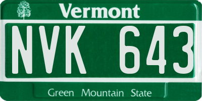 VT license plate NVK643