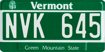 VT license plate NVK645