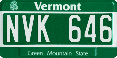 VT license plate NVK646