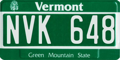 VT license plate NVK648
