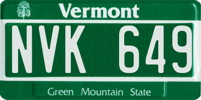 VT license plate NVK649