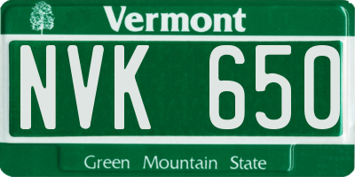 VT license plate NVK650