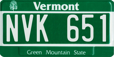 VT license plate NVK651