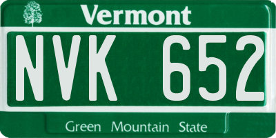 VT license plate NVK652
