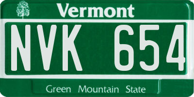 VT license plate NVK654