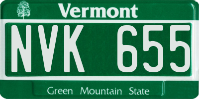 VT license plate NVK655