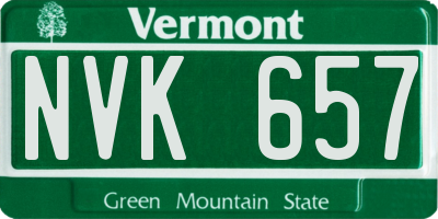 VT license plate NVK657