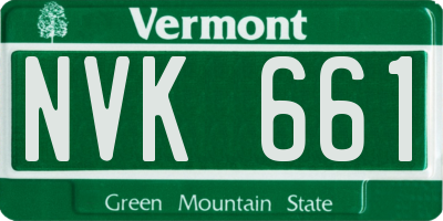 VT license plate NVK661
