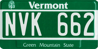 VT license plate NVK662