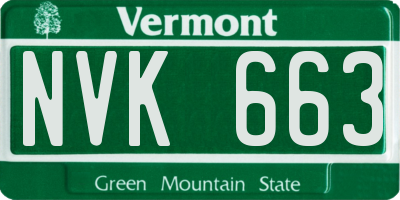 VT license plate NVK663