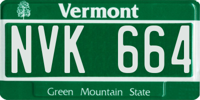 VT license plate NVK664